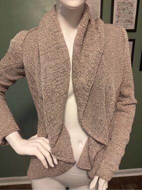 Venue Taupe Open-Front Draped Knit Cardigan NWT Size S Retail $99